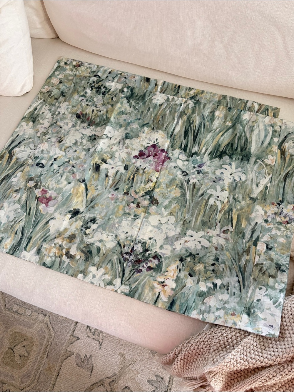 Pottery Barn Floral Green Watercolor Standard Pillow Shams - Set of 2